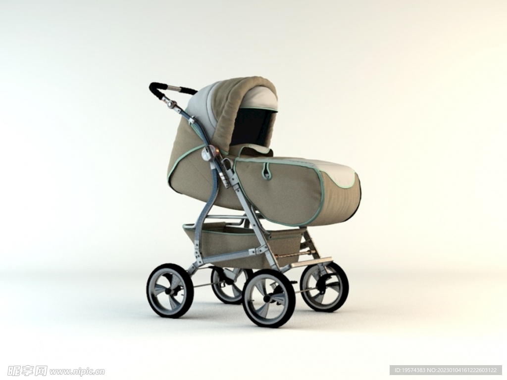 C4D模型婴儿手推车