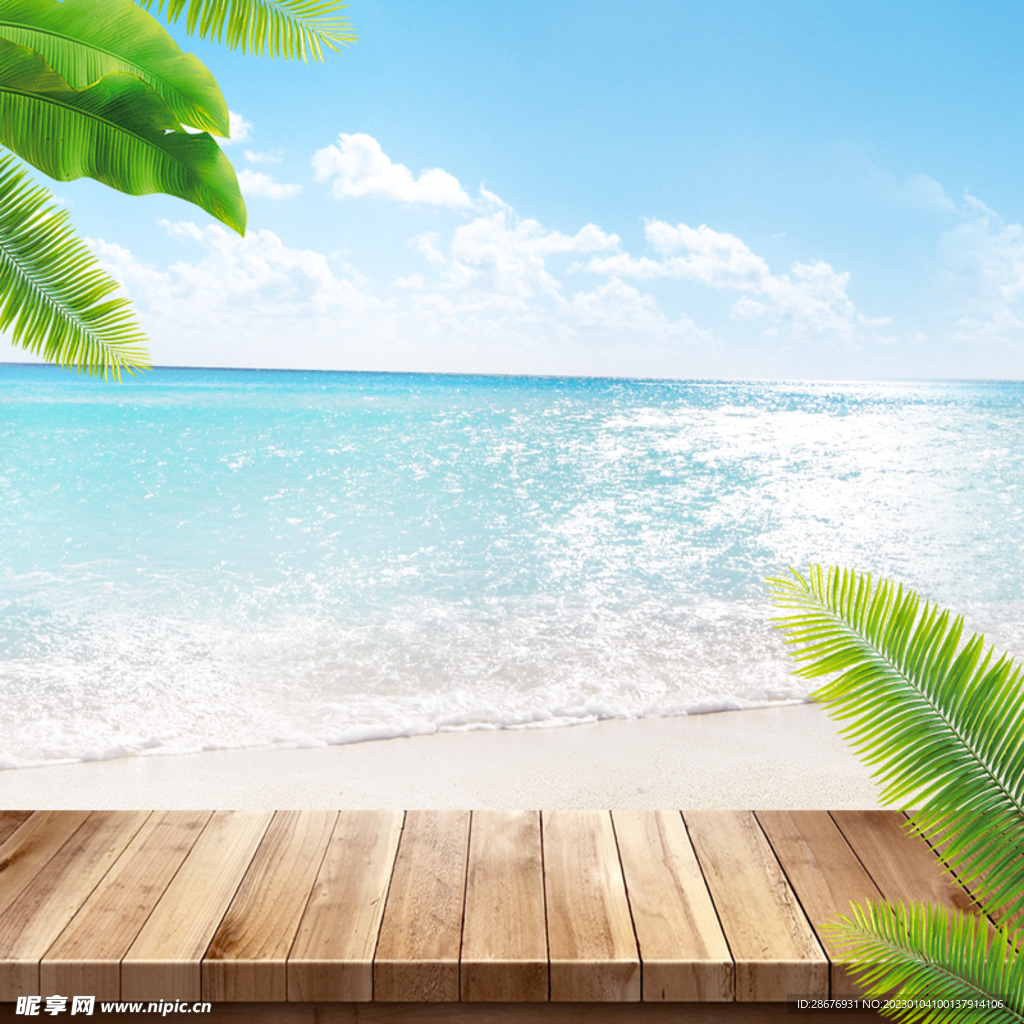 夏日清凉沙滩背景