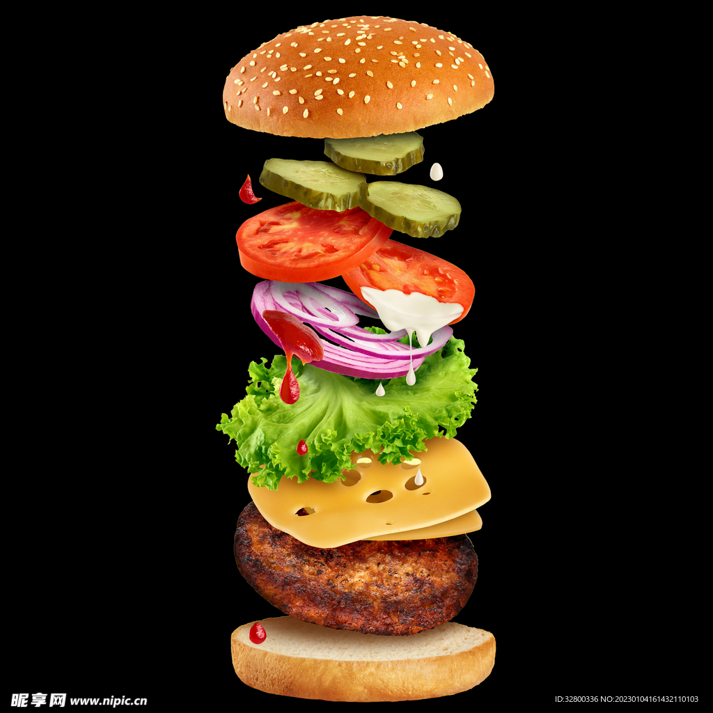 汉堡 食材展示图