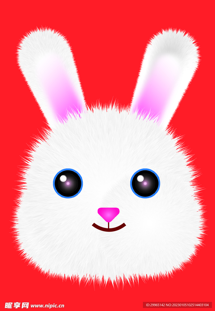 新年海报兔兔头元素