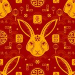  春节兔子素材兔子元素图案 