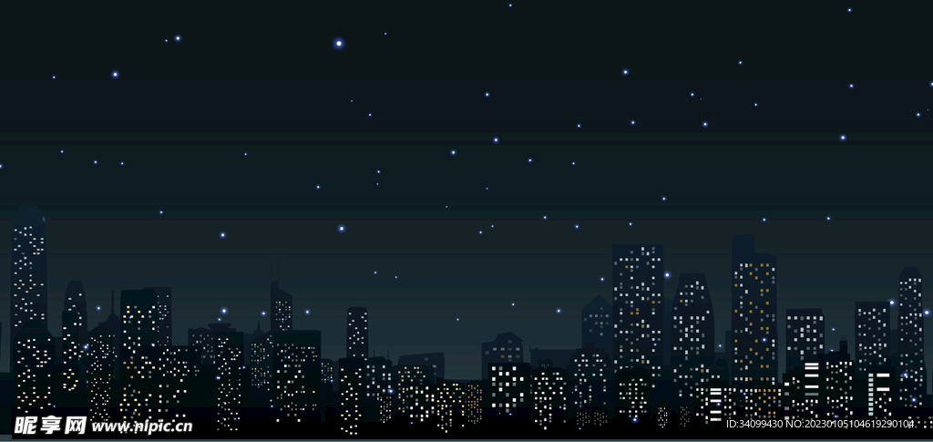 城市夜景插画