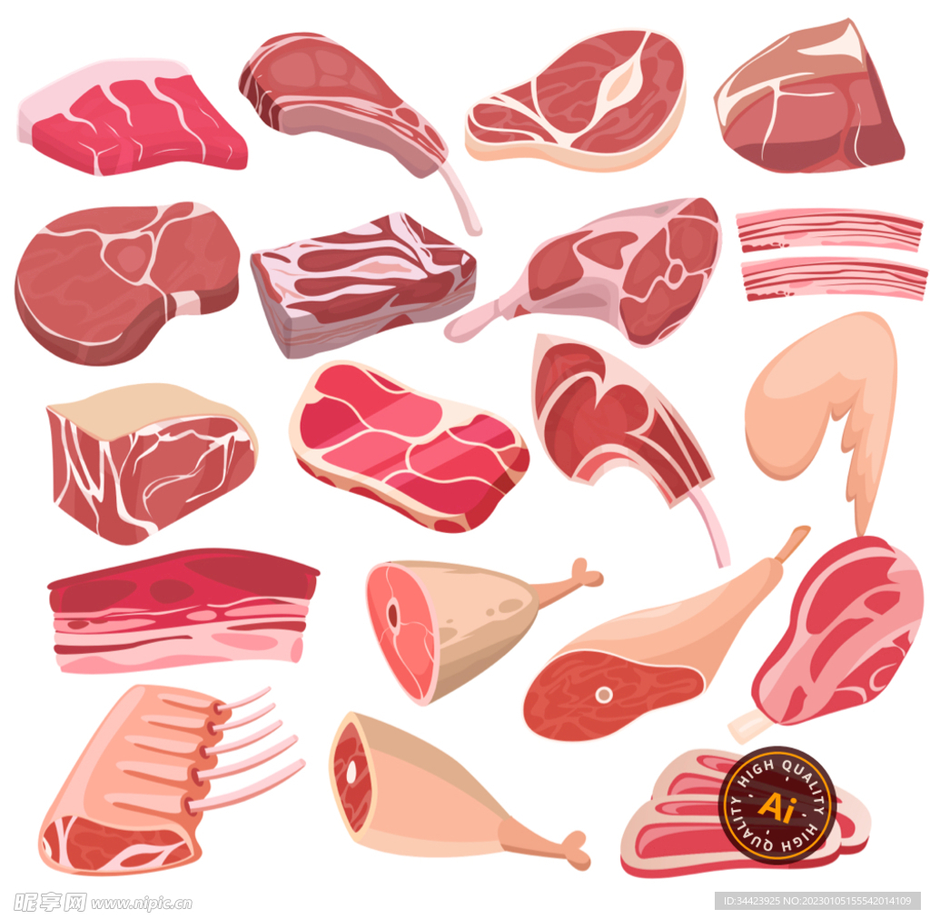 肉排肉类插画