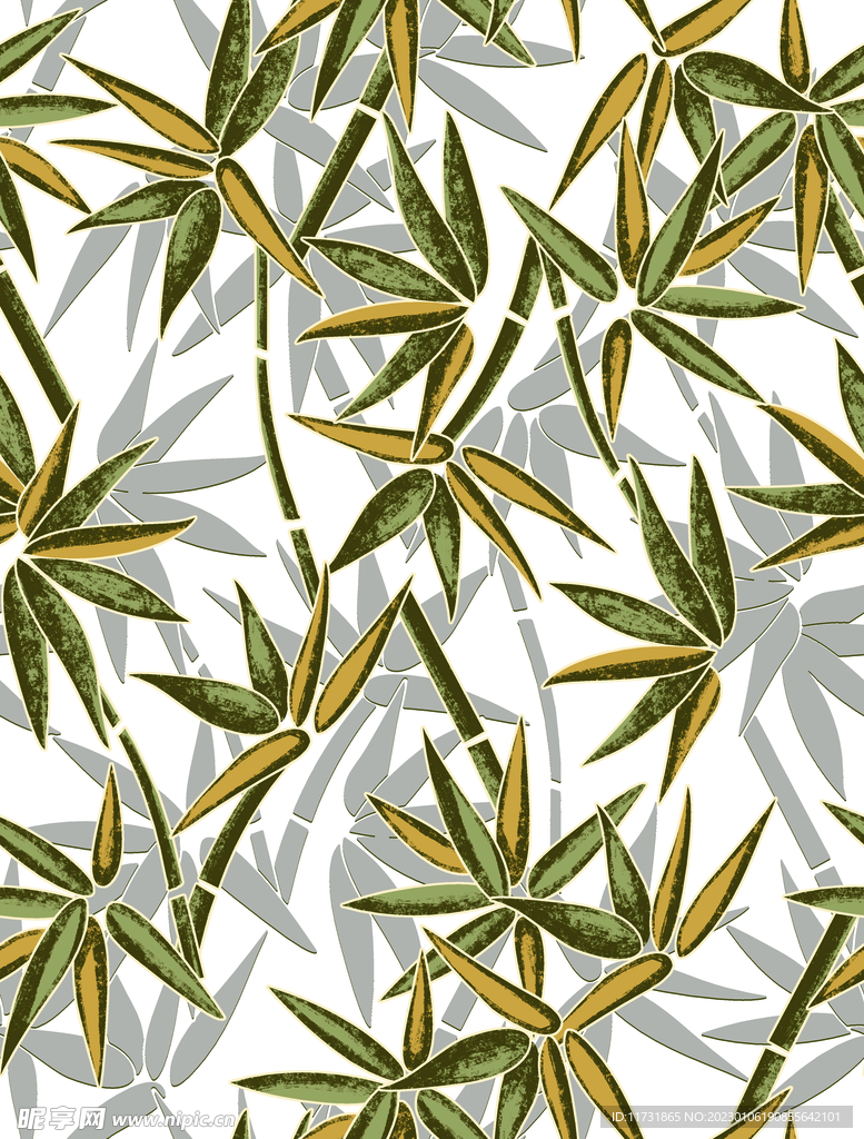竹子印花  手绘花