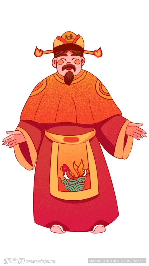 传统文化迎灶神插画