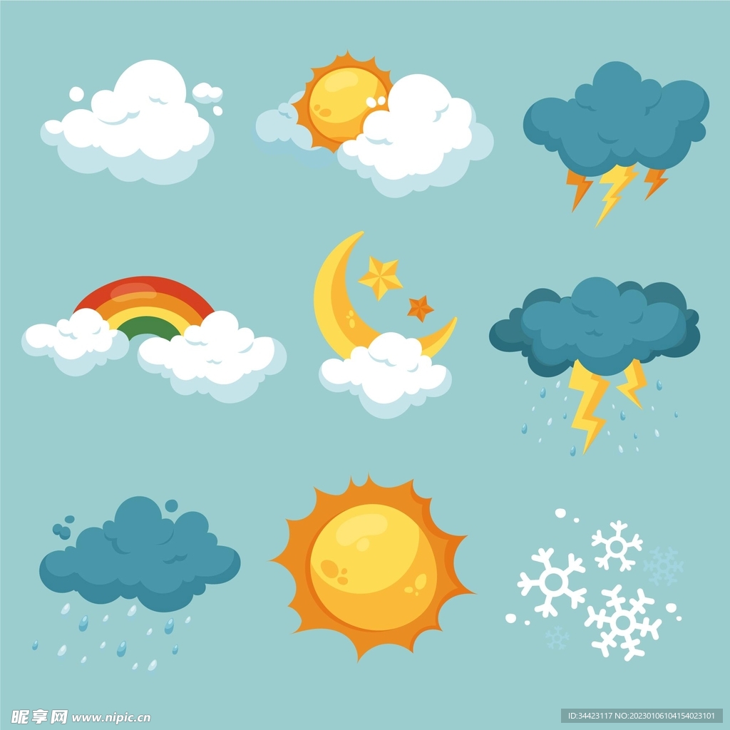天气彩色插图
