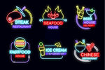 霓虹灯饮料汉堡招牌元素设计