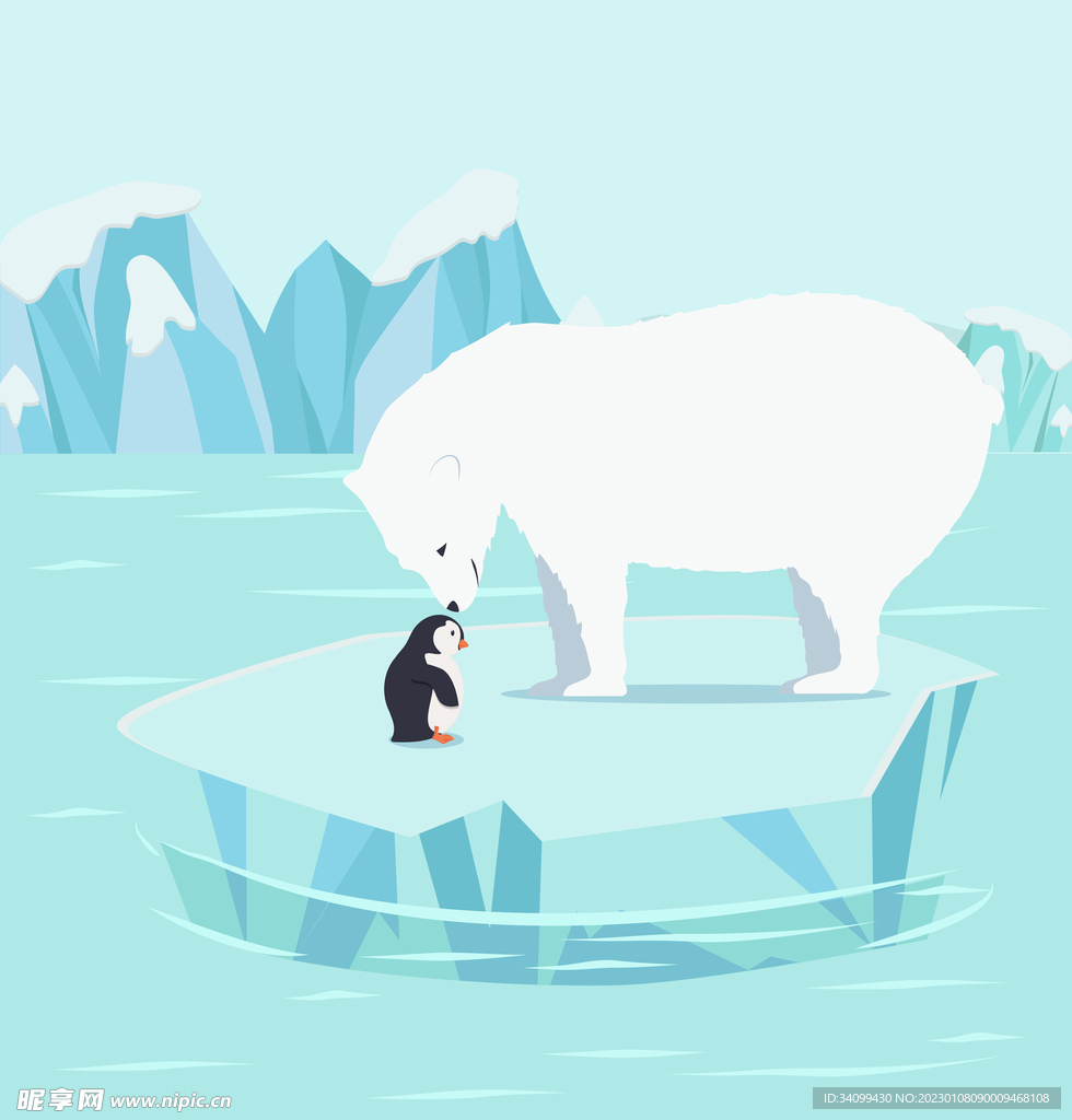 卡通企鹅北极熊