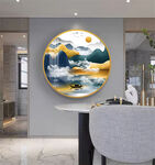 水墨湖泊山脉艺术挂画装饰画