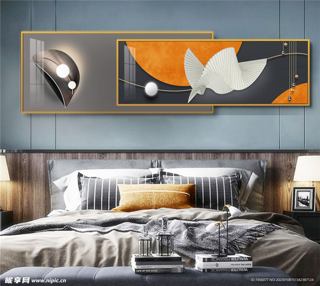 古典风格卧室床头背景墙挂画效果图7装修图-土巴兔装修效果图