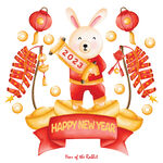 2023新年海报 卡通兔子