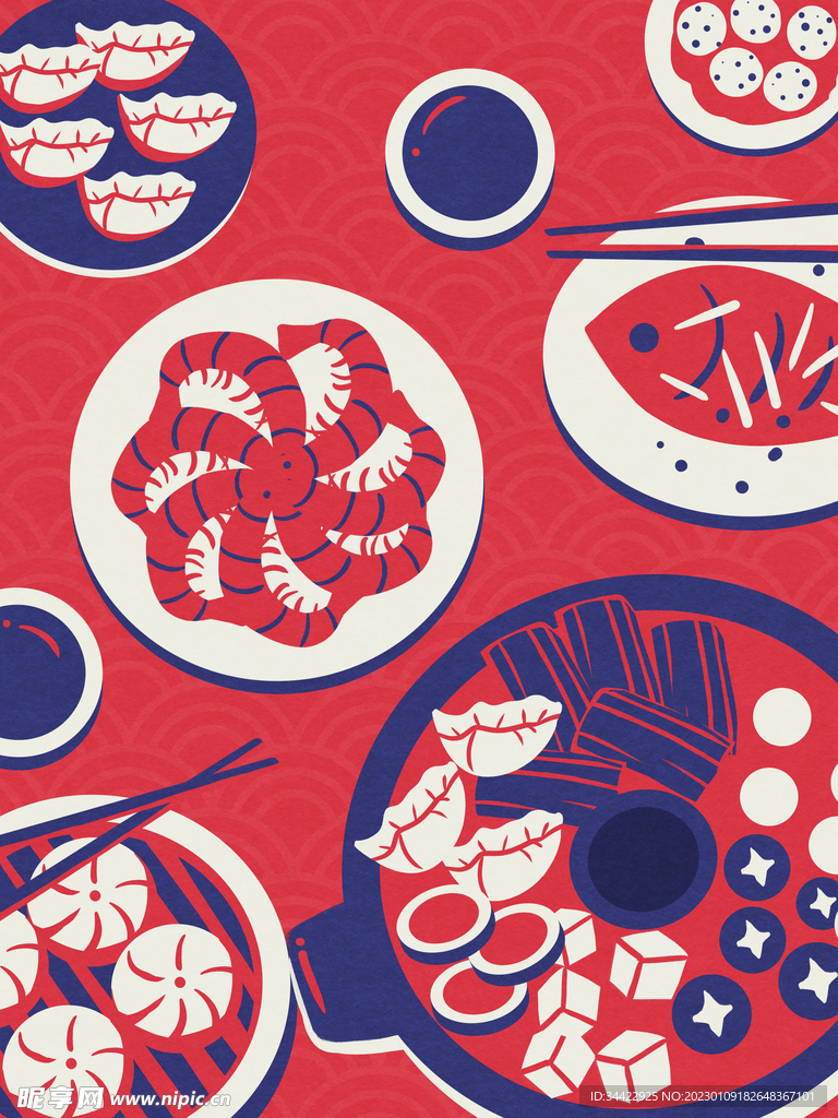 年夜饭插画