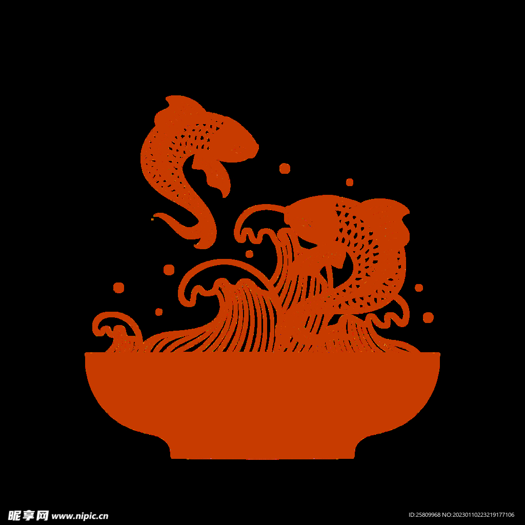 新年锦鲤剪纸PNG素材