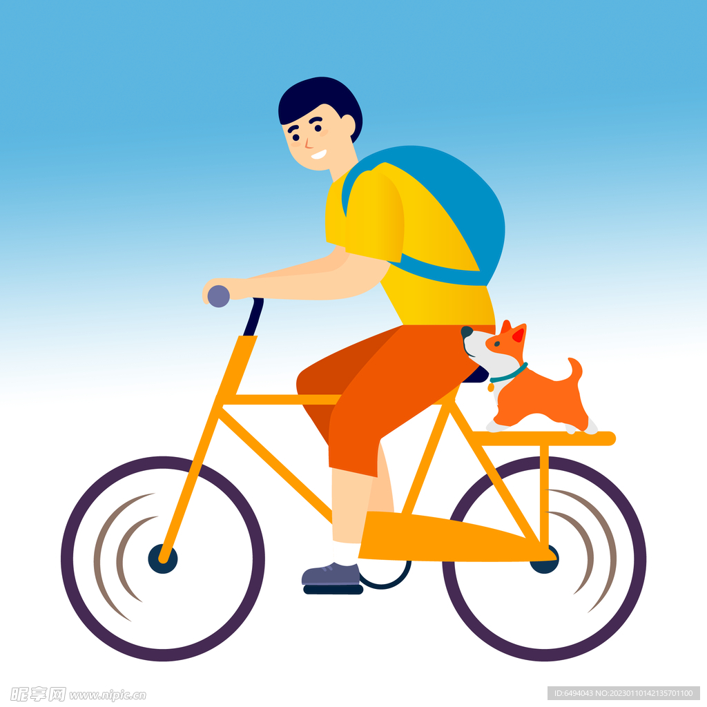 卡通骑行单车运动单层免抠素材 
