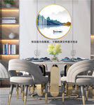水墨湖畔山脉挂画装饰画