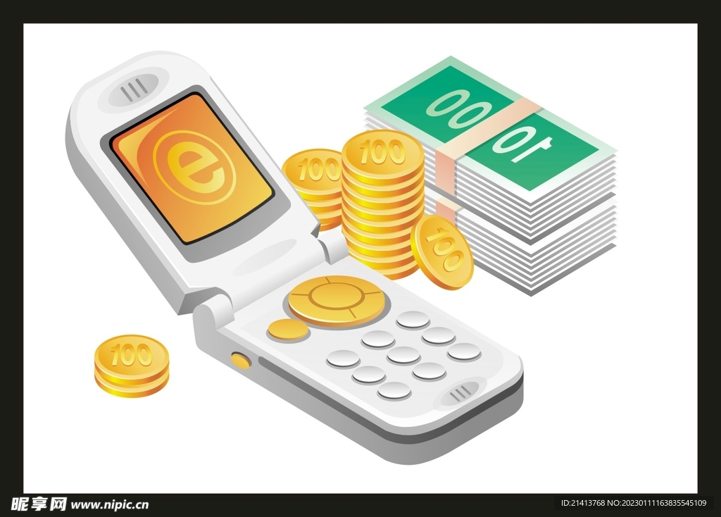 手绘金融货币 
