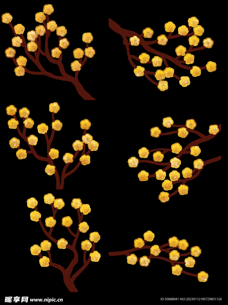 金色梅花树枝装饰