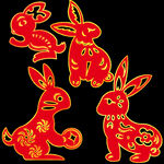 春节兔年插画元素图案 