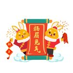 春节兔年插画元素图案 