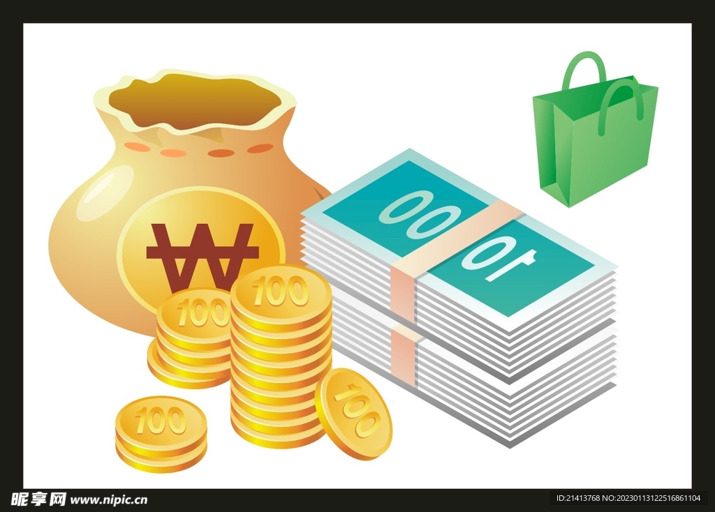 手绘金融货币 