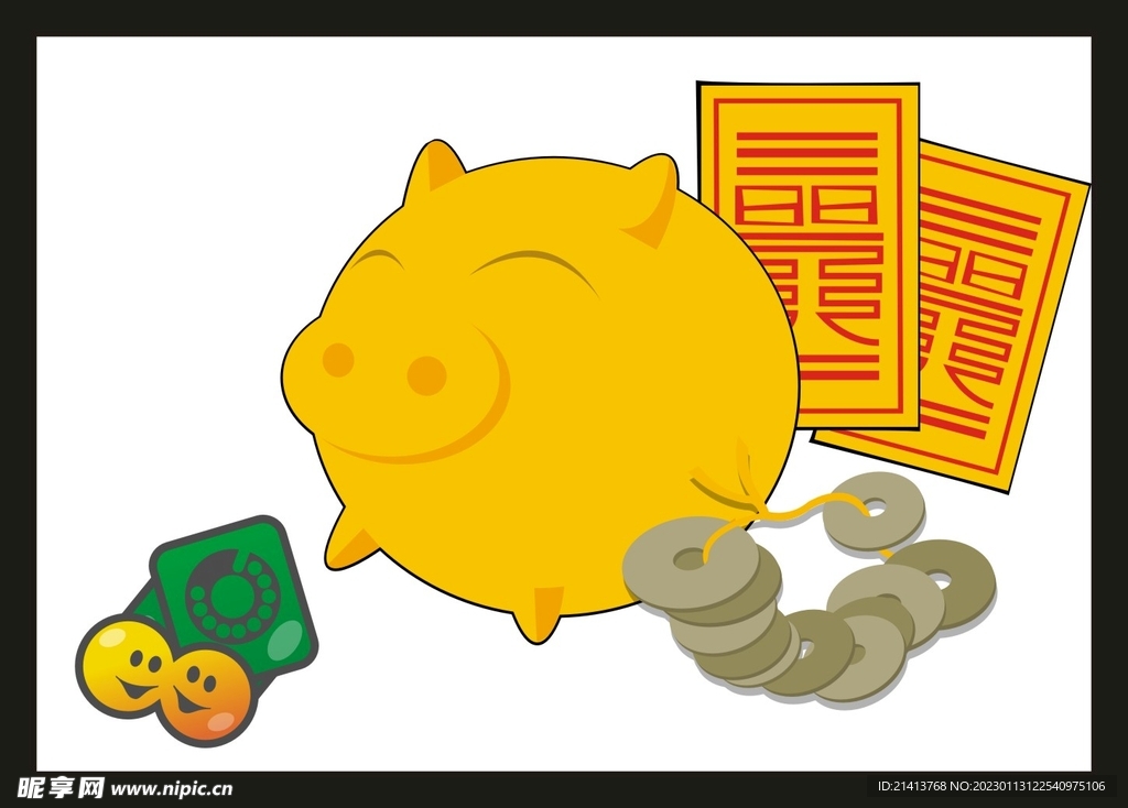 手绘金融货币 