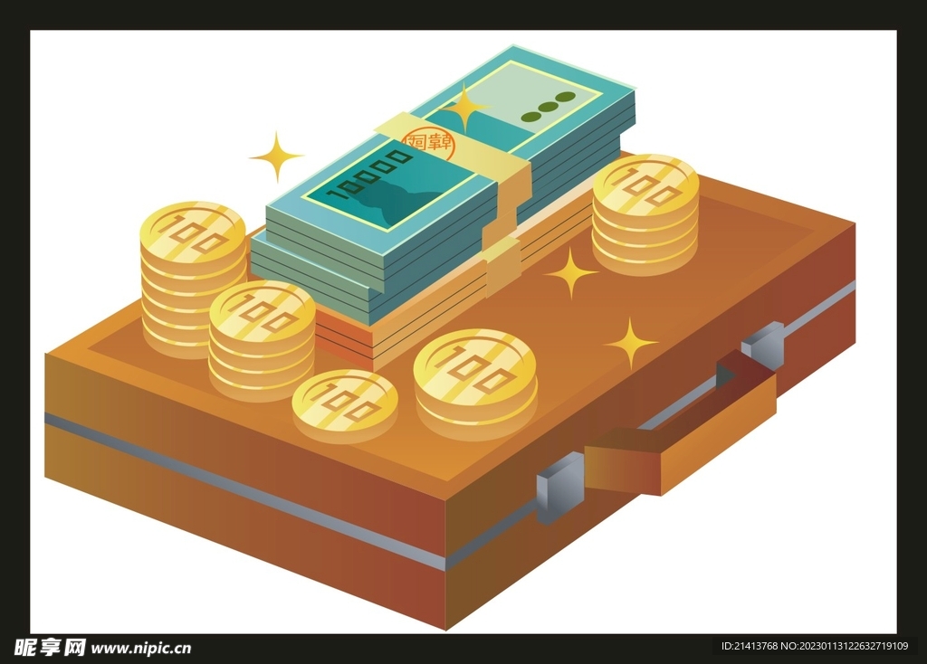 手绘金融货币 