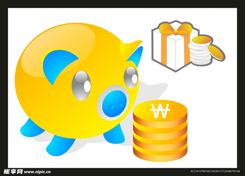 手绘金融货币 