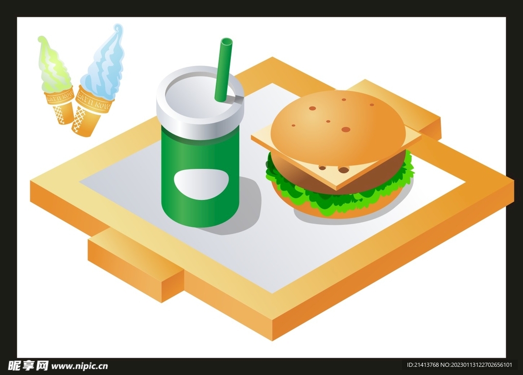 手绘卡通美食 