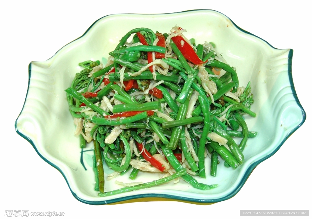 蕨菜炝鸡丝