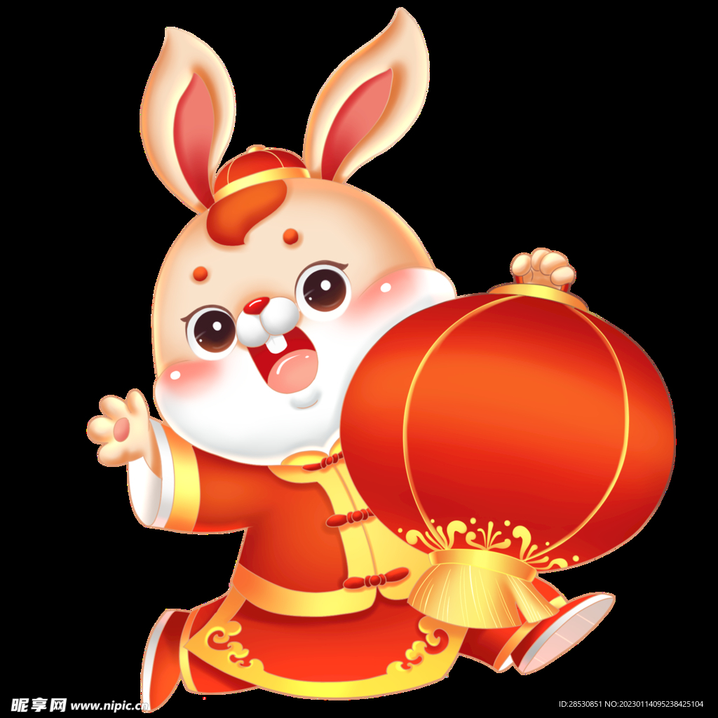 2023兔年兔子红灯笼新年生肖