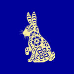 传统剪纸艺术兔子贴花矢量素材