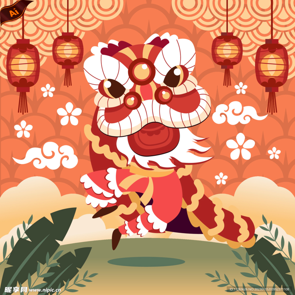 舞狮插画