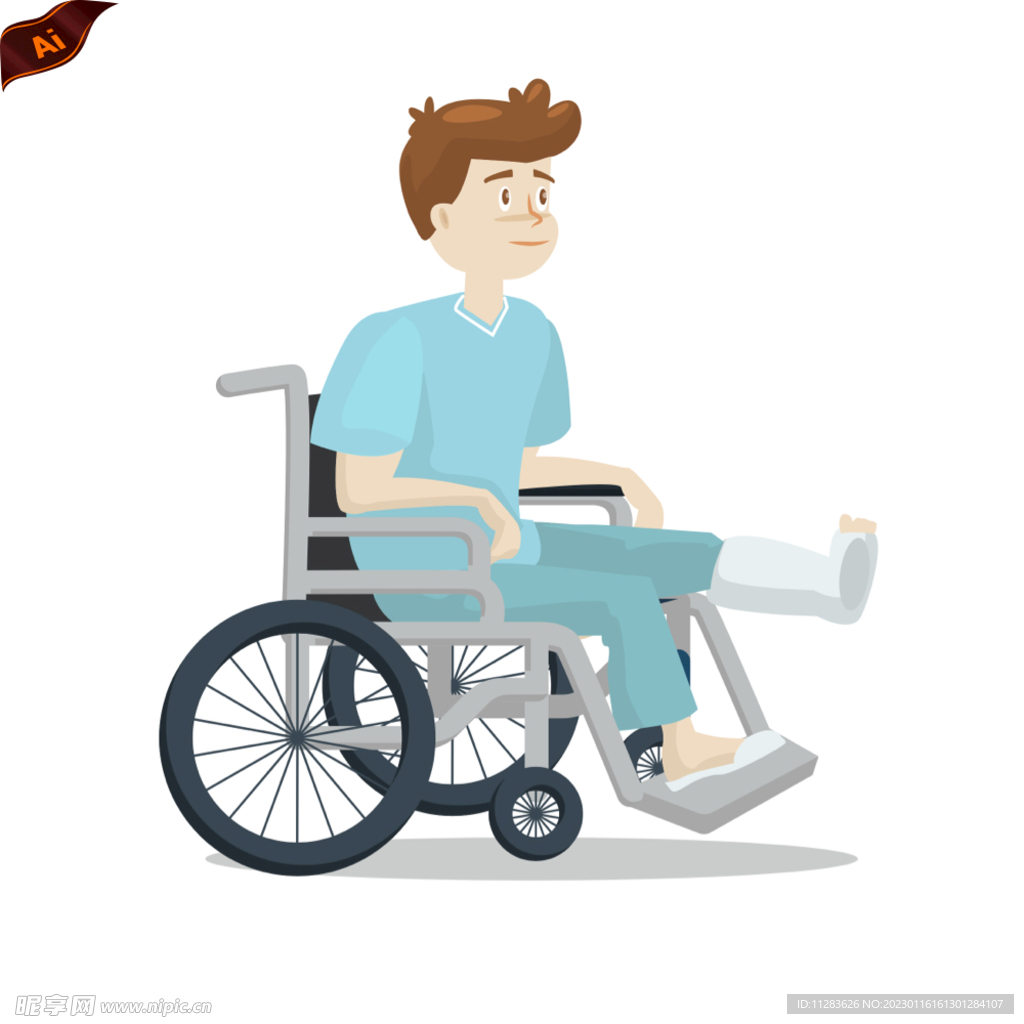 轮椅病人插画