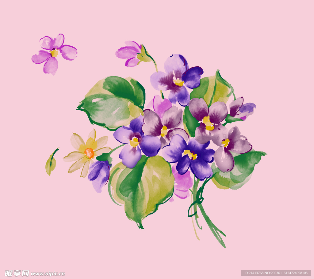 手绘花卉素材 