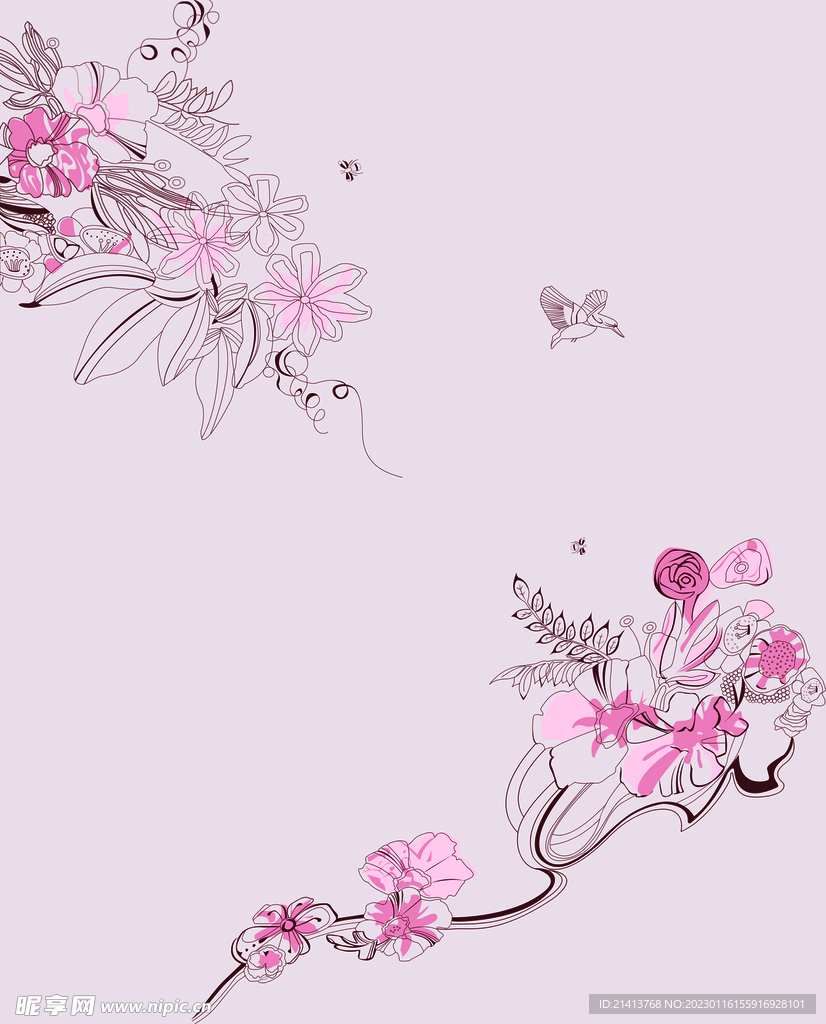 手绘花卉背景 