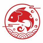 矢量中国风手绘国潮红色金鱼