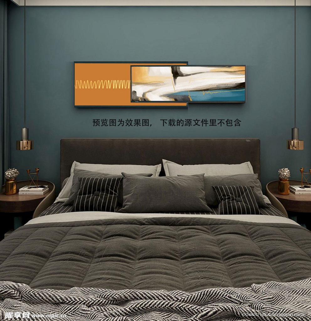 水彩抽象艺术画床头画