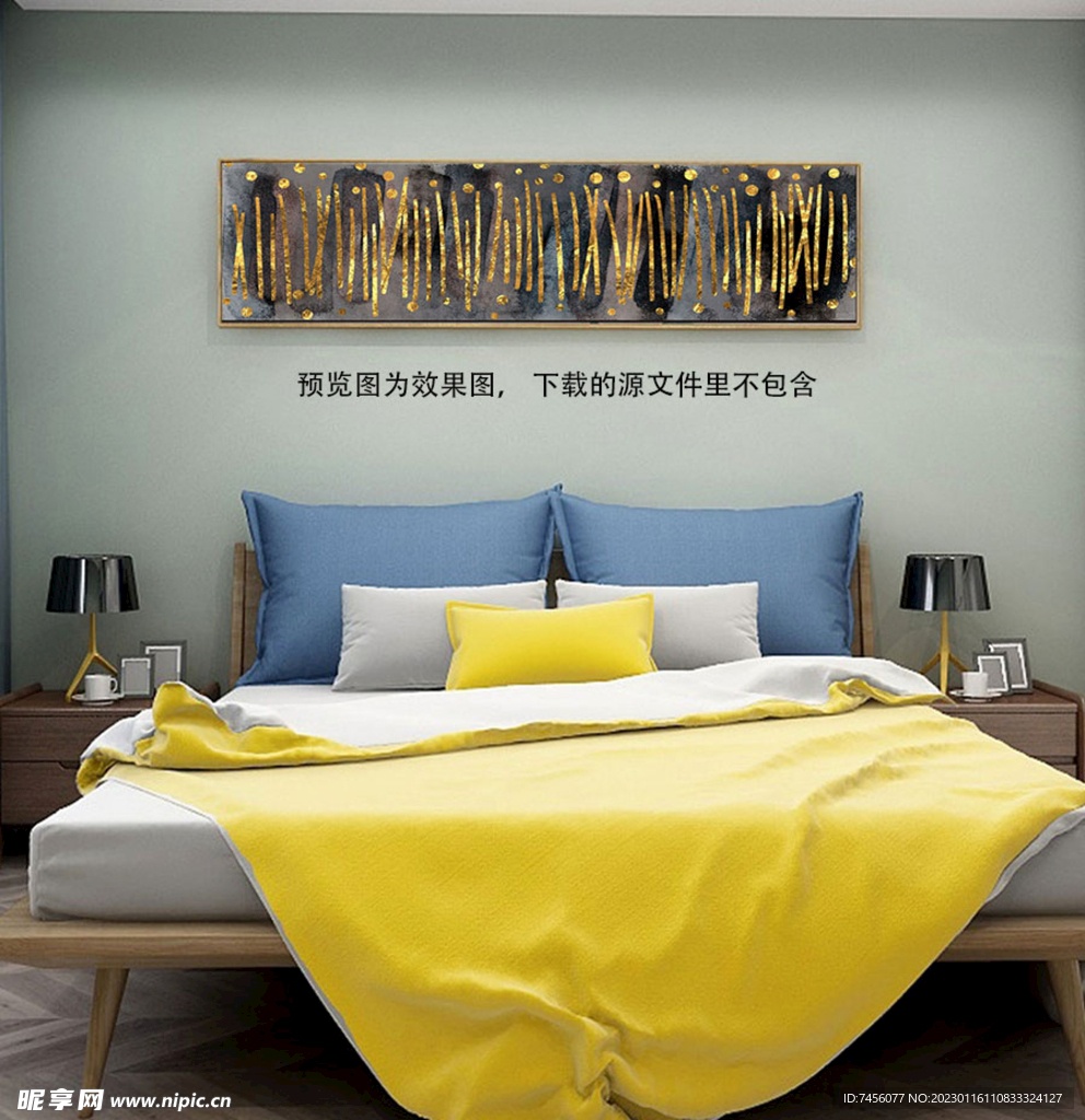 金箔树干床头画装饰画