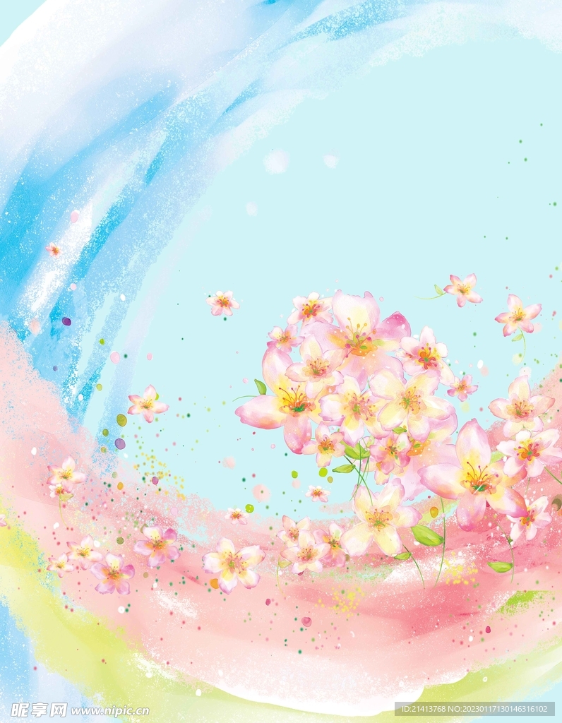 手绘花卉背景 