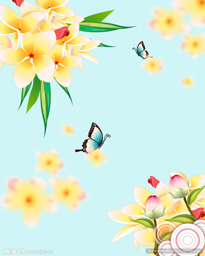 手绘花卉背景 