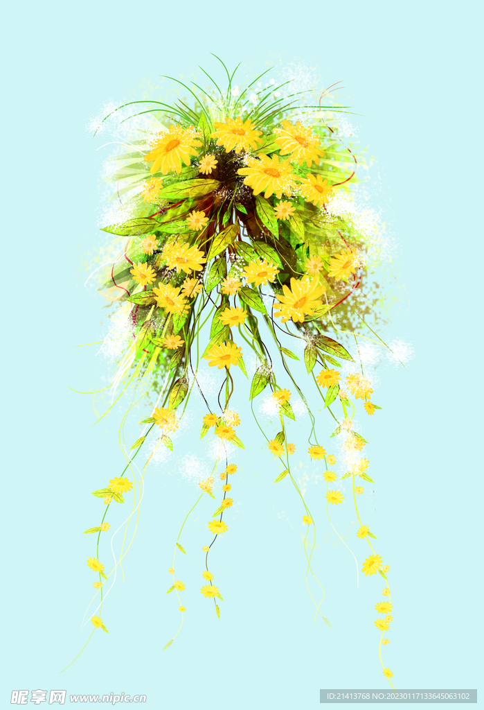 手绘花卉背景 