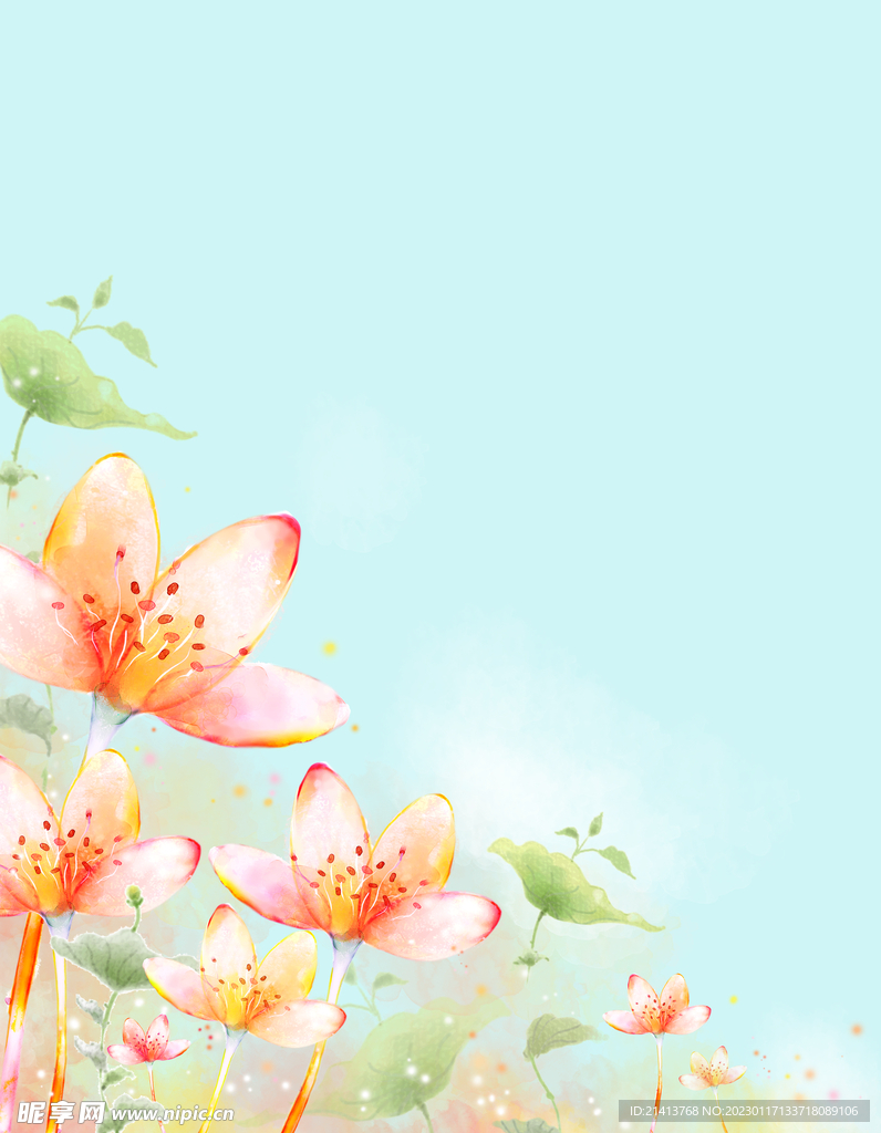 手绘花卉背景 