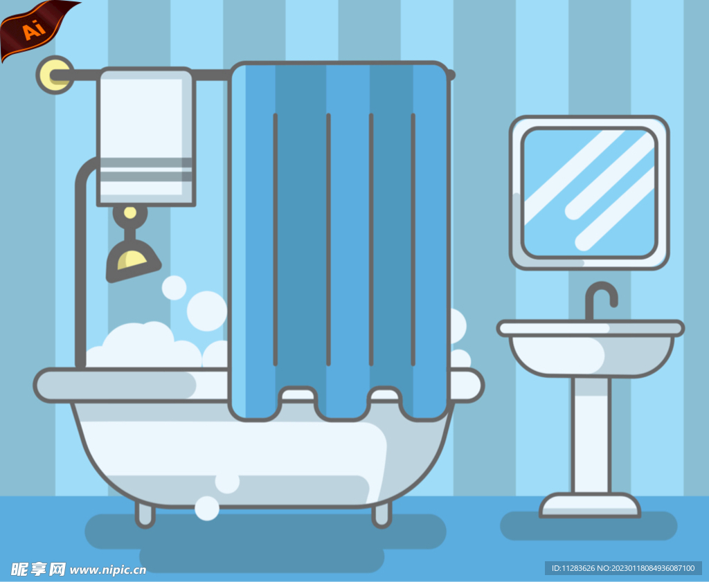 浴室插画