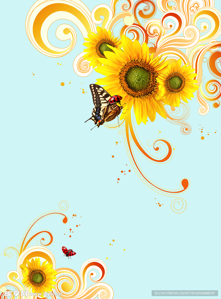 向日葵底纹背景 