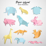 11款彩色动物折纸矢量素材