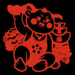 儿童新年剪纸PNG素材 