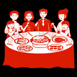 全家福聚餐新年剪纸PNG素材