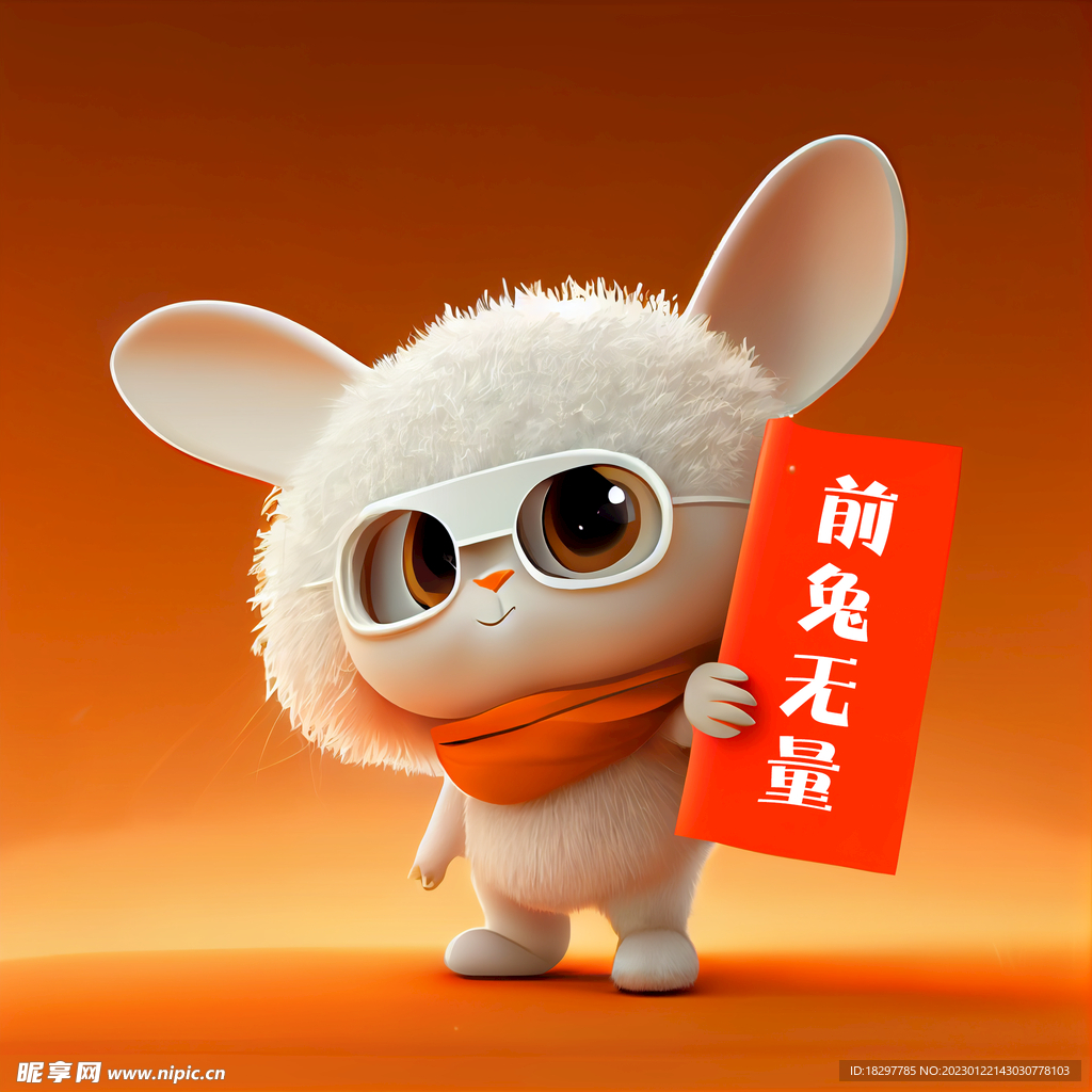 喜庆的小白兔