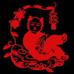锦鲤新年喜庆剪纸PNG免扣素材