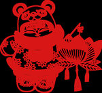 儿童新年喜庆剪纸PNG免扣素材